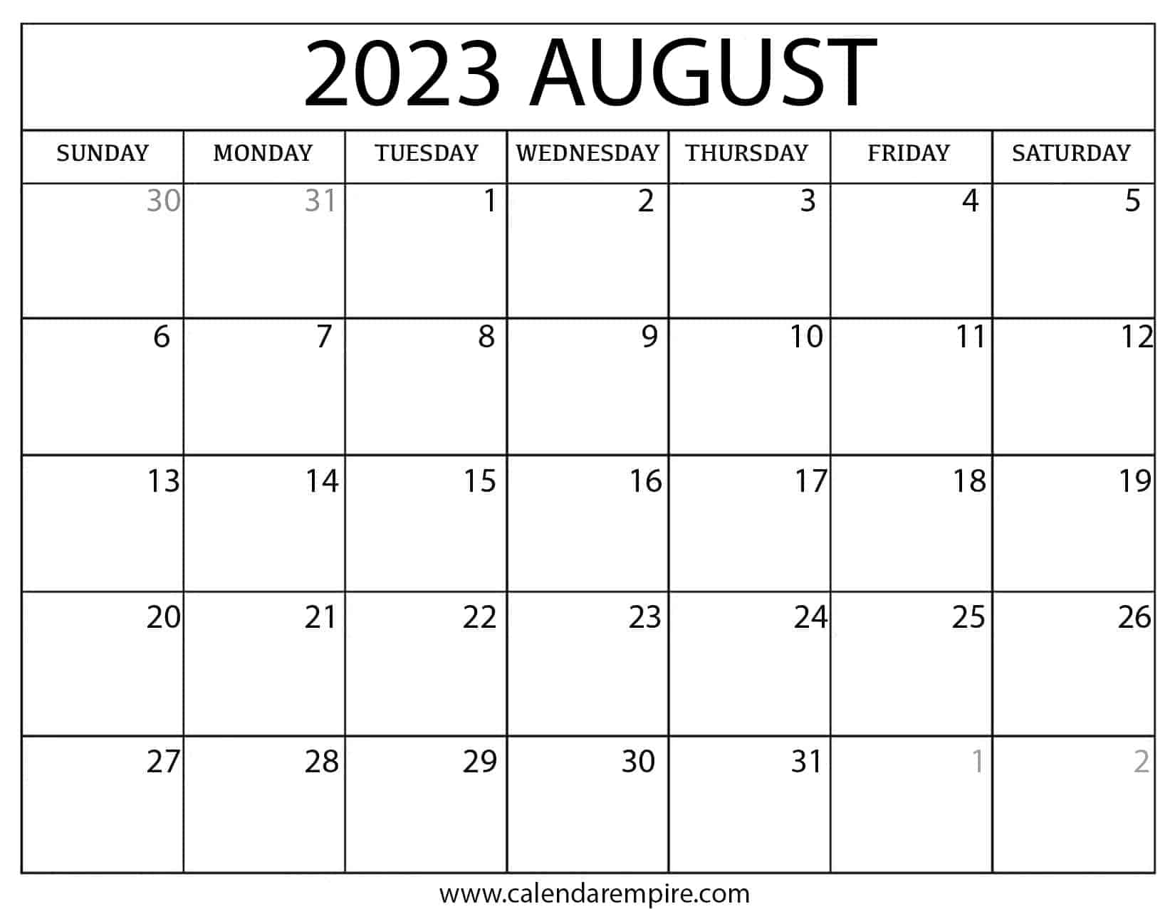 Calendar August 2023